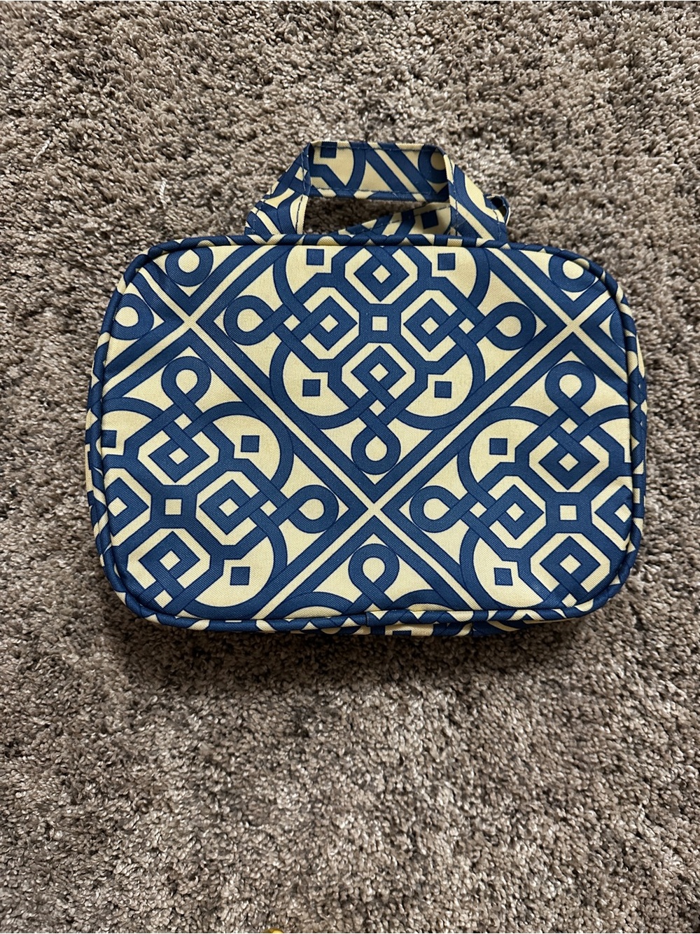 Waverly Blue and Cream Geometric Travel Pouch